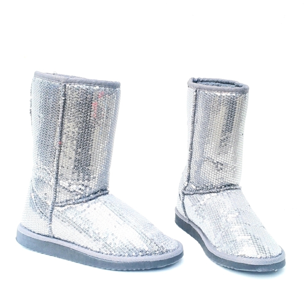 Ugg Inspired Silver Sequin Boots Women’s 6